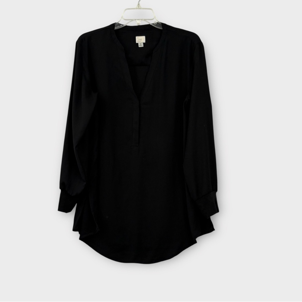 A New Day Oversized Chiffon Tunic Blouse in Black Women’s Size M
